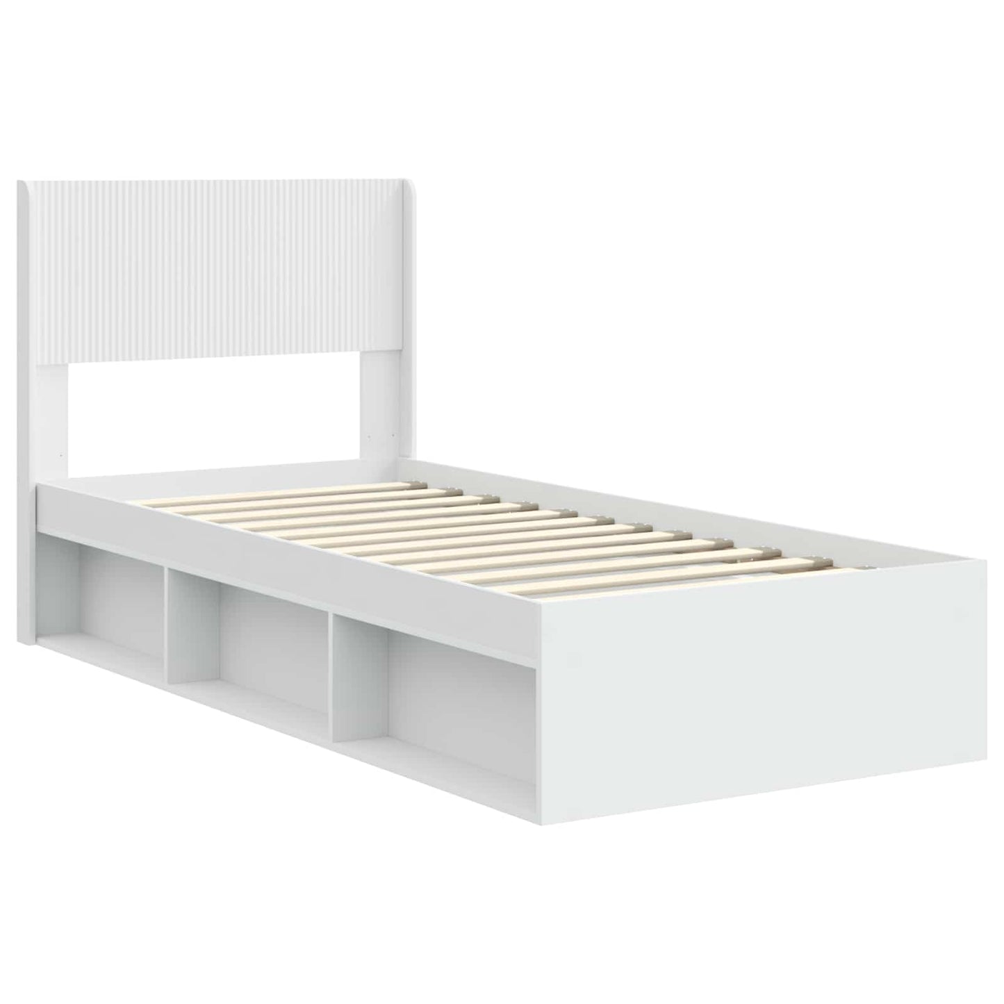 Bettgestell mit Stauraum und Kopfteil Weiß 90 x 200 cm