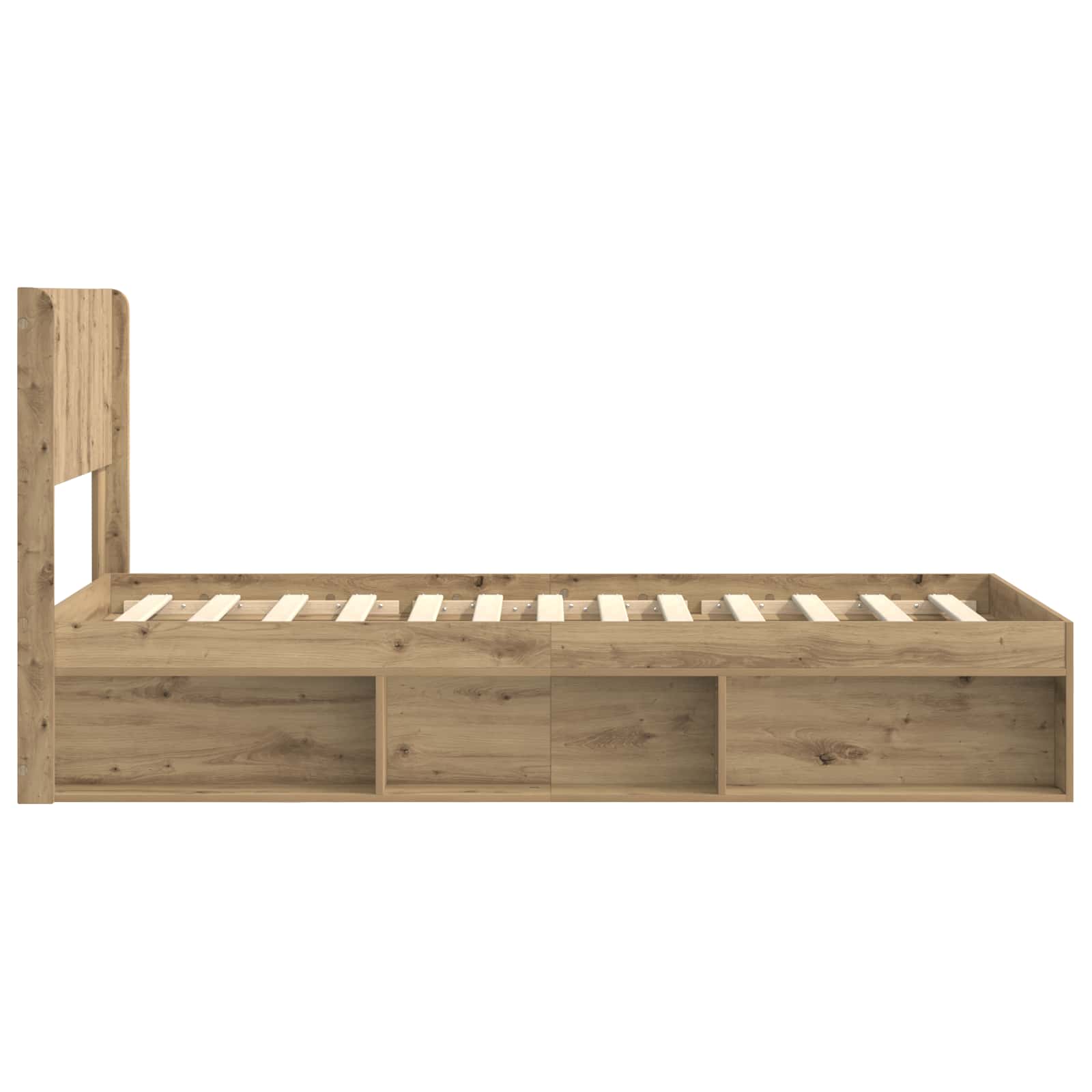 Bettgestell mit Stauraum und Kopfteil Artisan-Eiche 90 x 190 cm