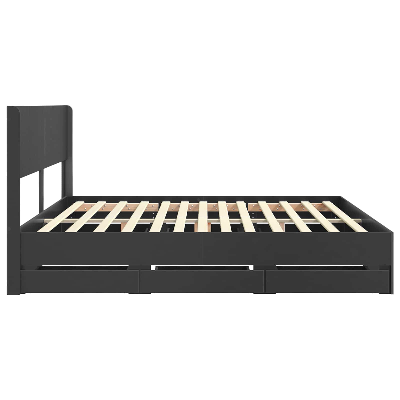 Bettgestell mit Stauraum und Kopfteil Schwarz 180 x 200 cm