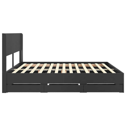 Bettgestell mit Stauraum und Kopfteil Schwarz 180 x 200 cm