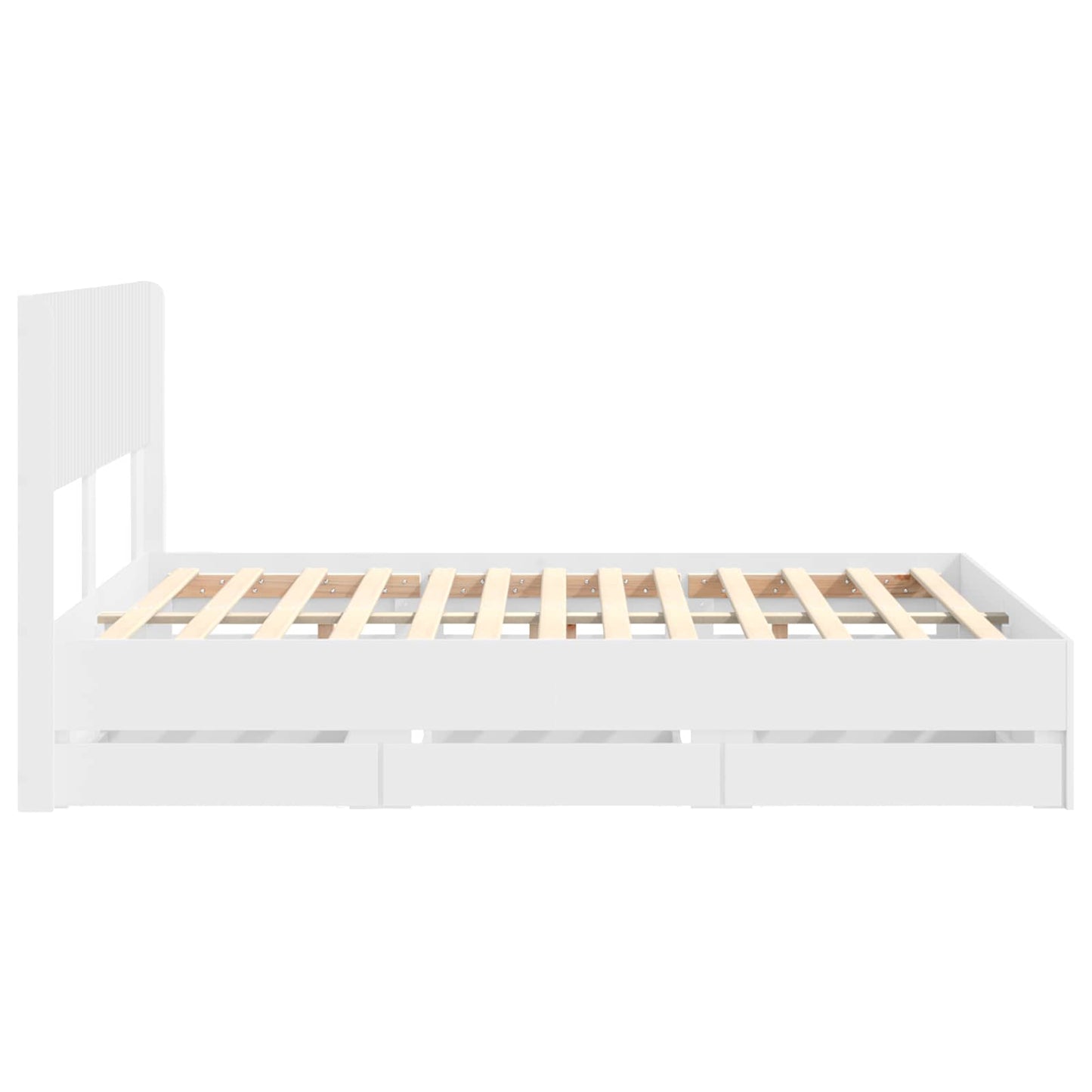 Bettgestell mit Stauraum und Kopfteil Weiß 150 x 200 cm