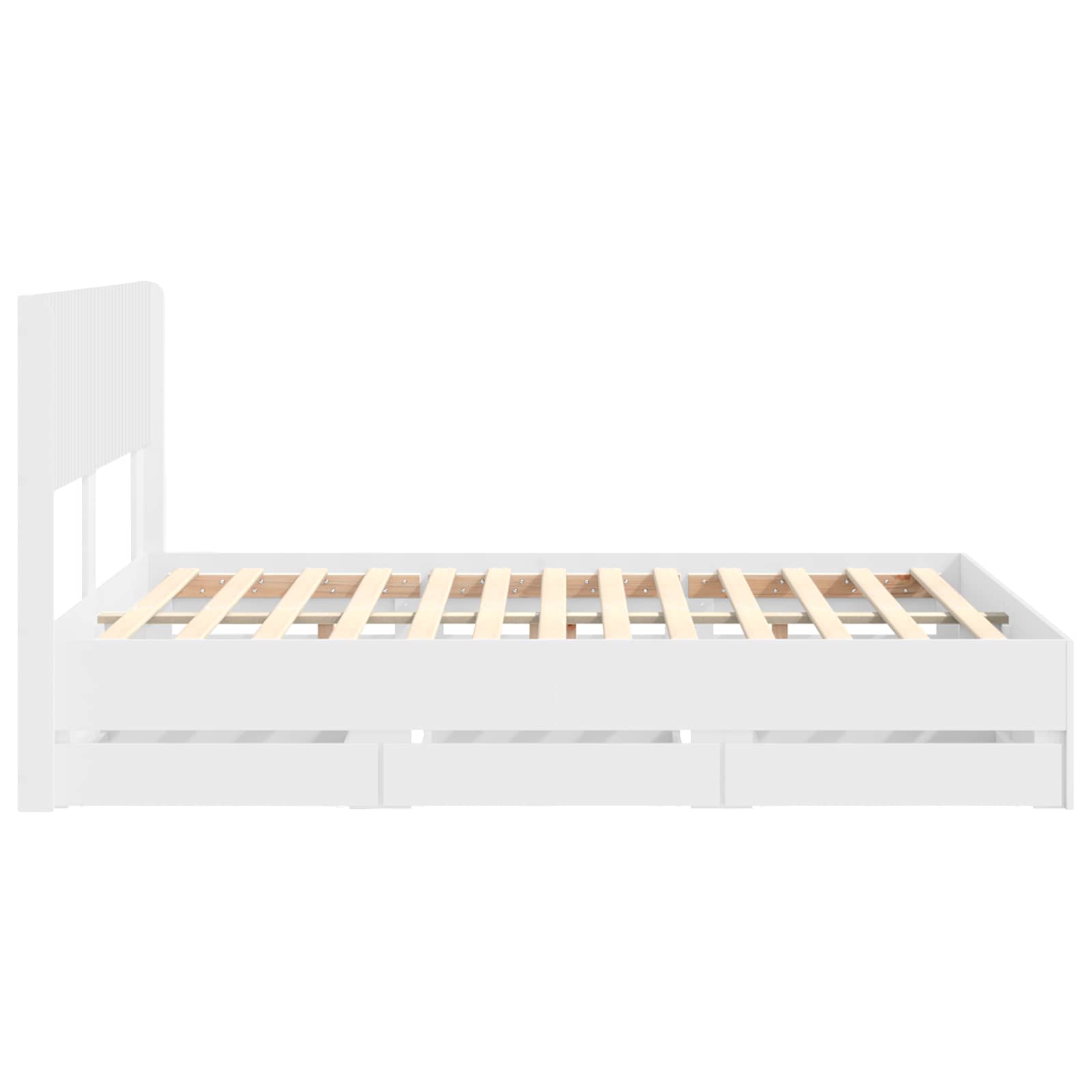 Bettgestell mit Stauraum und Kopfteil Weiß 150 x 200 cm
