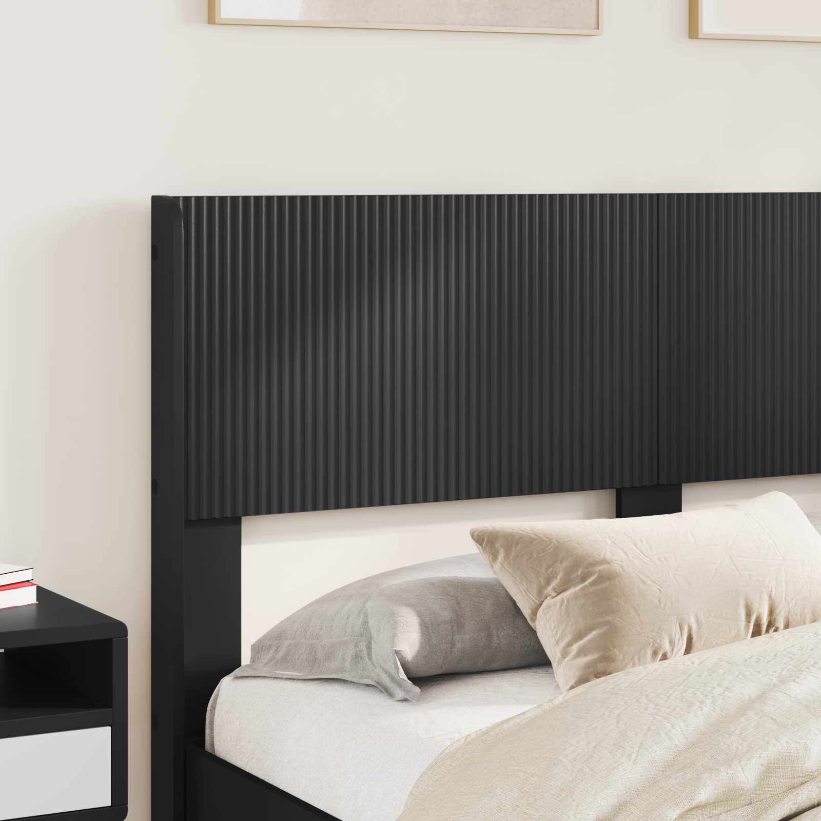Bettgestell mit Stauraum und Kopfteil Schwarz 150 x 200 cm