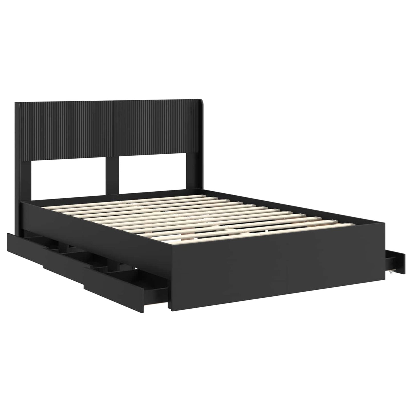Bettgestell mit Stauraum und Kopfteil Schwarz 150 x 200 cm