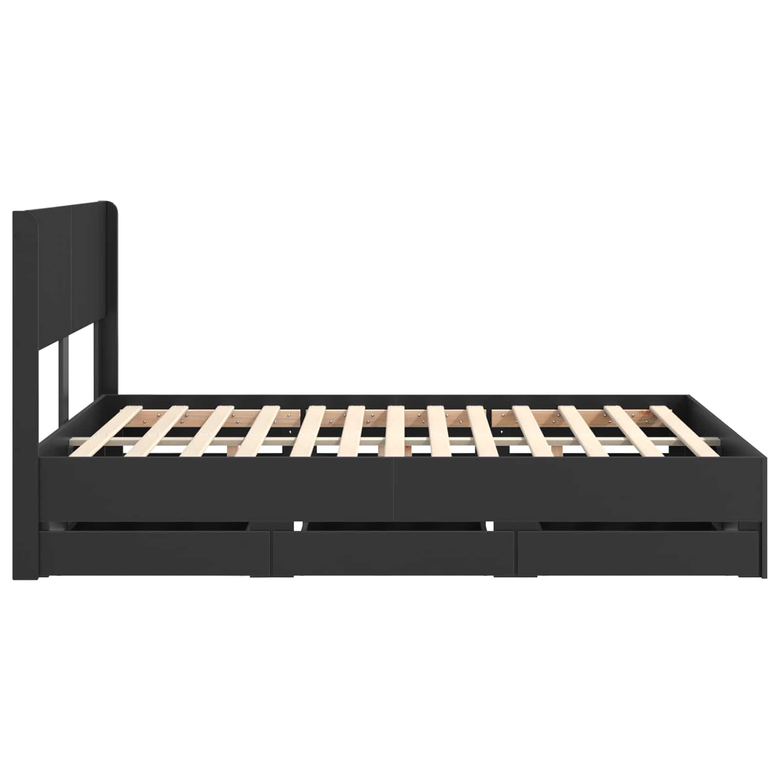 Bettgestell mit Stauraum und Kopfteil Schwarz 150 x 200 cm