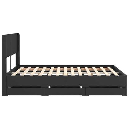 Bettgestell mit Stauraum und Kopfteil Schwarz 120 x 190 cm