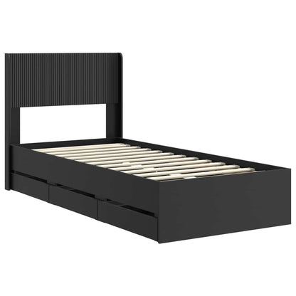Bettgestell mit Stauraum und Kopfteil Schwarz 100 x 200 cm
