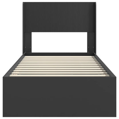 Bettgestell mit Stauraum und Kopfteil Schwarz 100 x 200 cm