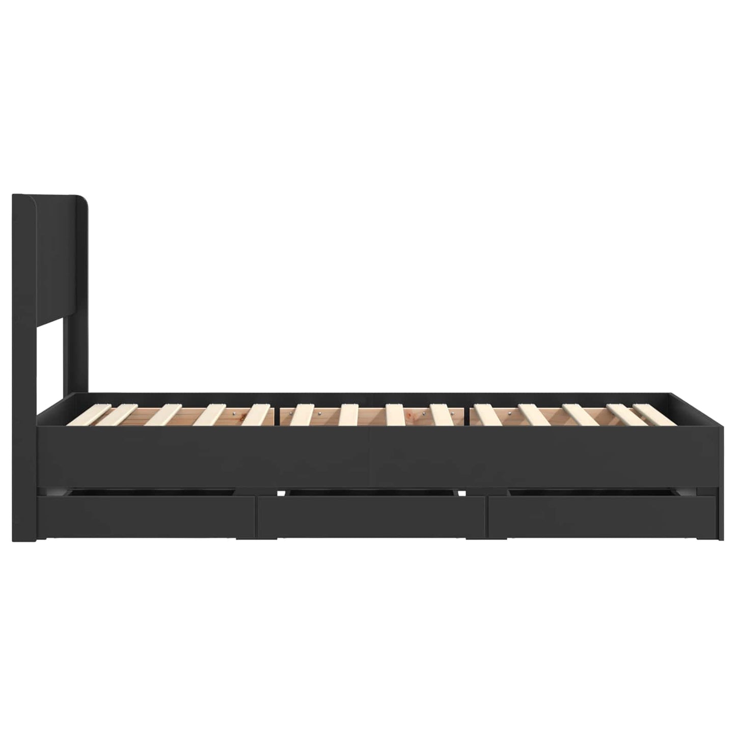 Bettgestell mit Stauraum und Kopfteil Schwarz 90 x 200 cm