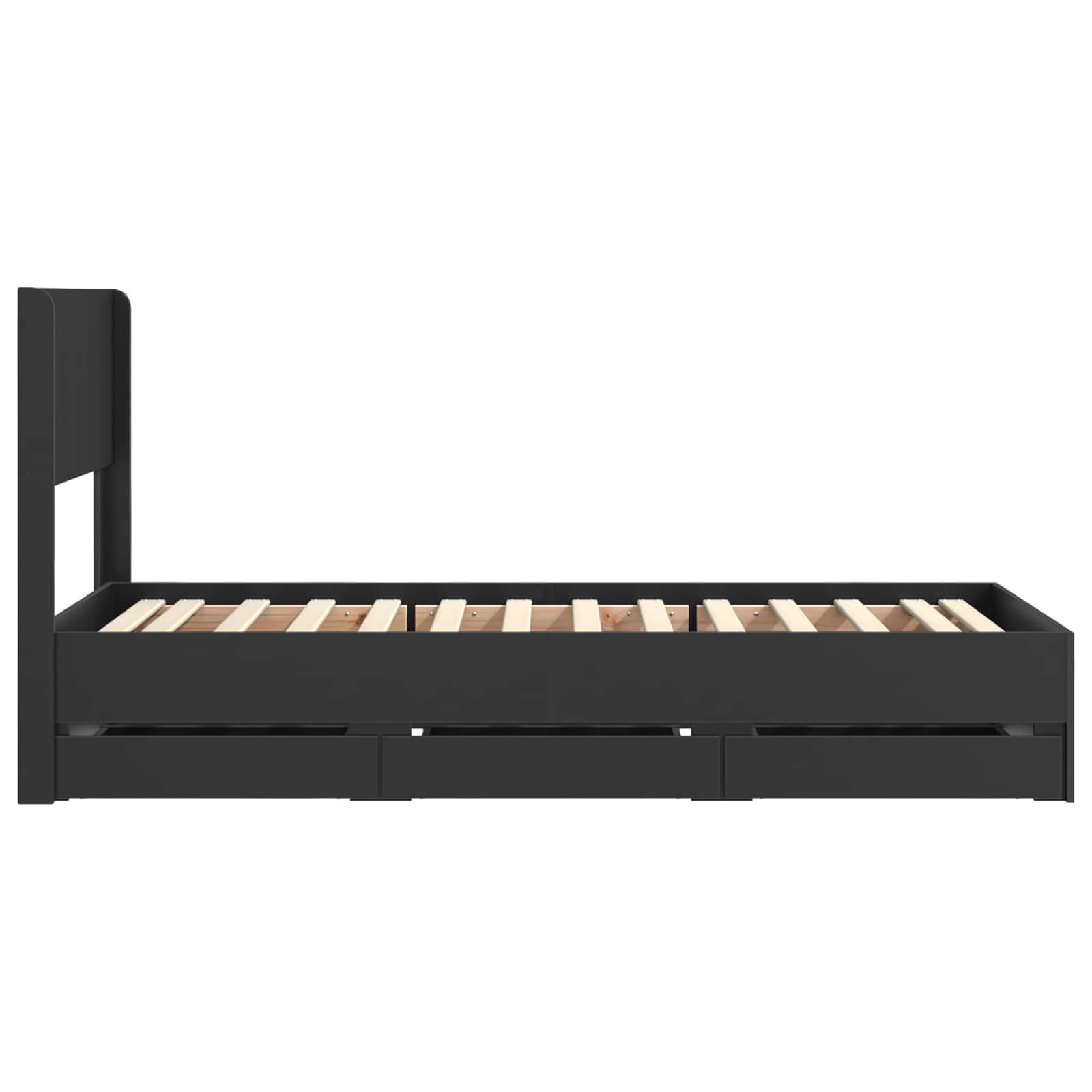 Bettgestell mit Stauraum und Kopfteil Schwarz 90 x 200 cm