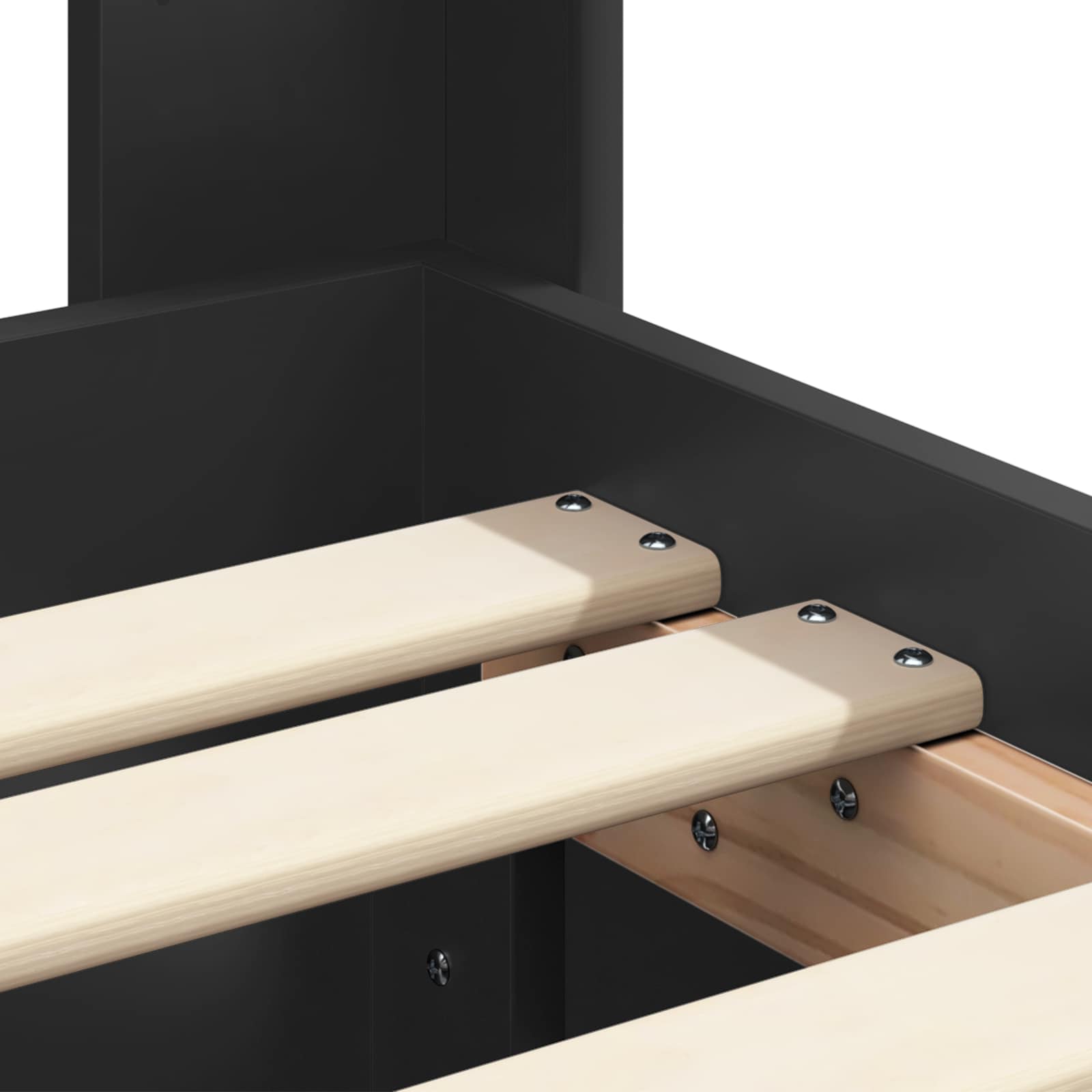 Bettgestell mit Stauraum und Kopfteil Schwarz 90 x 190 cm