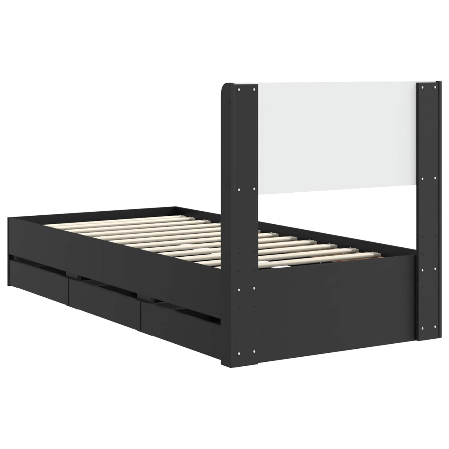 Bettgestell mit Stauraum und Kopfteil Schwarz 90 x 190 cm