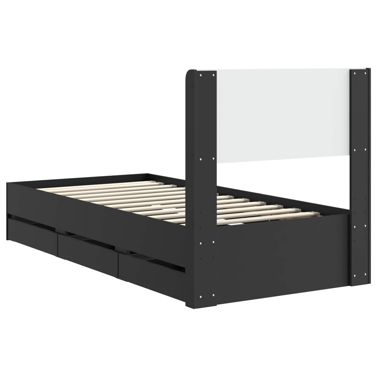 Bettgestell mit Stauraum und Kopfteil Schwarz 90 x 190 cm