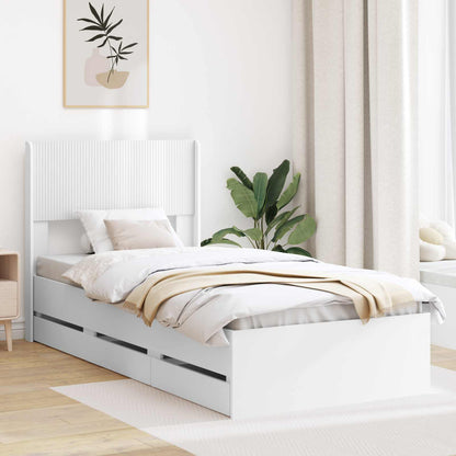 Bettgestell mit Stauraum und Kopfteil Weiß 75 x 190 cm