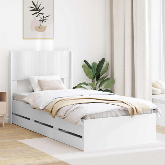 Bettgestell mit Stauraum und Kopfteil Weiß 75 x 190 cm