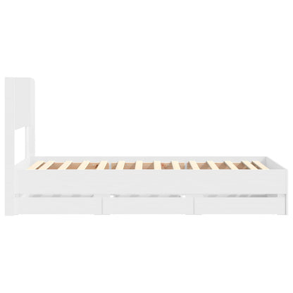 Bettgestell mit Stauraum und Kopfteil Weiß 75 x 190 cm
