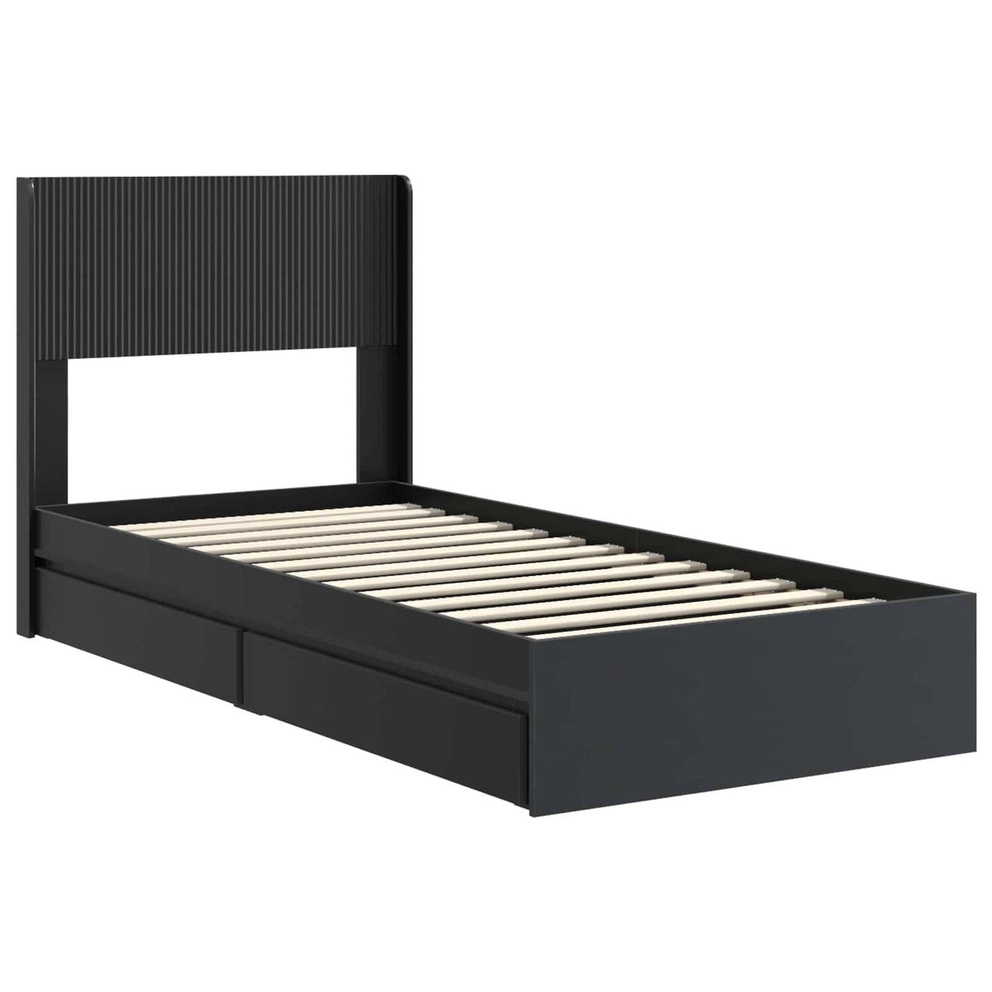 Bettgestell mit Stauraum und Kopfteil Schwarz 90 x 190 cm