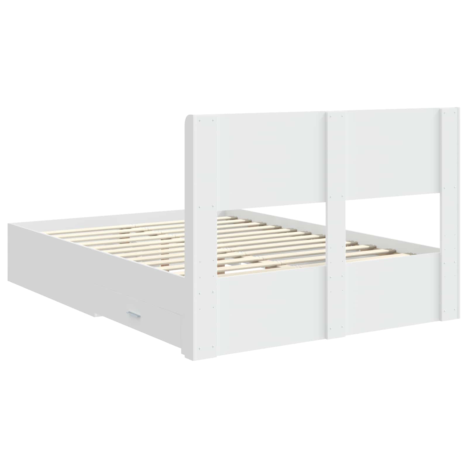Bettgestell mit Stauraum und Kopfteil Weiß Holzwerkstoff