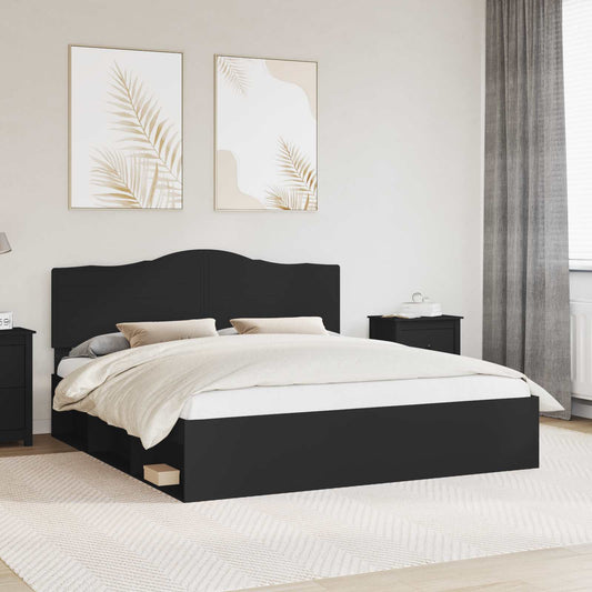 Bettrahmen Schwarz 200 x 200 cm Massives Kiefernholz