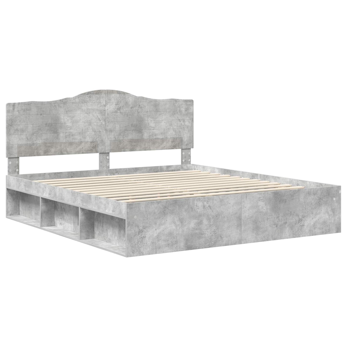 Bettrahmen mit Kopfteil Beton 180 x 200 cm Massives Kiefernholz