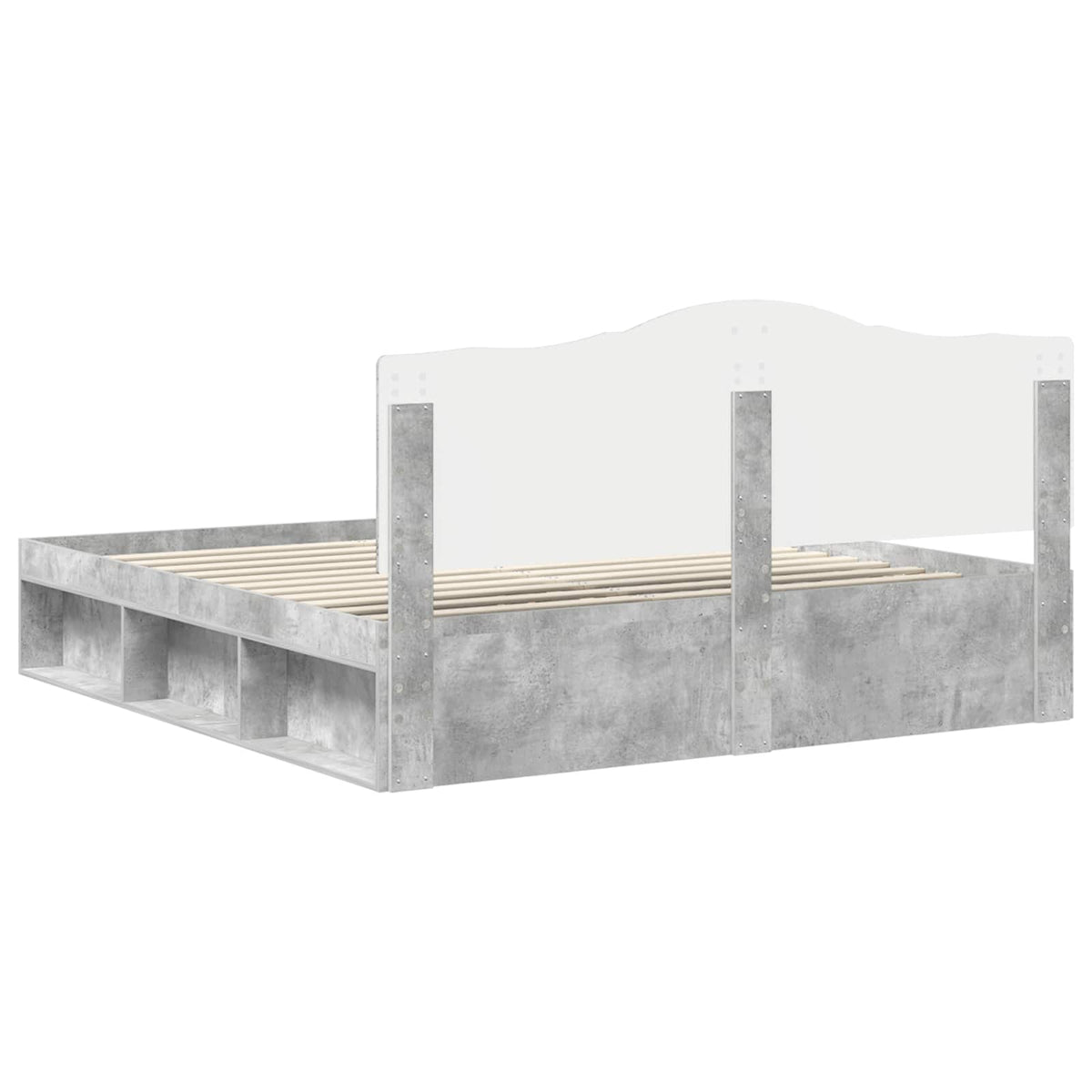Bettrahmen Betongrau 180 x 200 cm Massives Kiefernholz