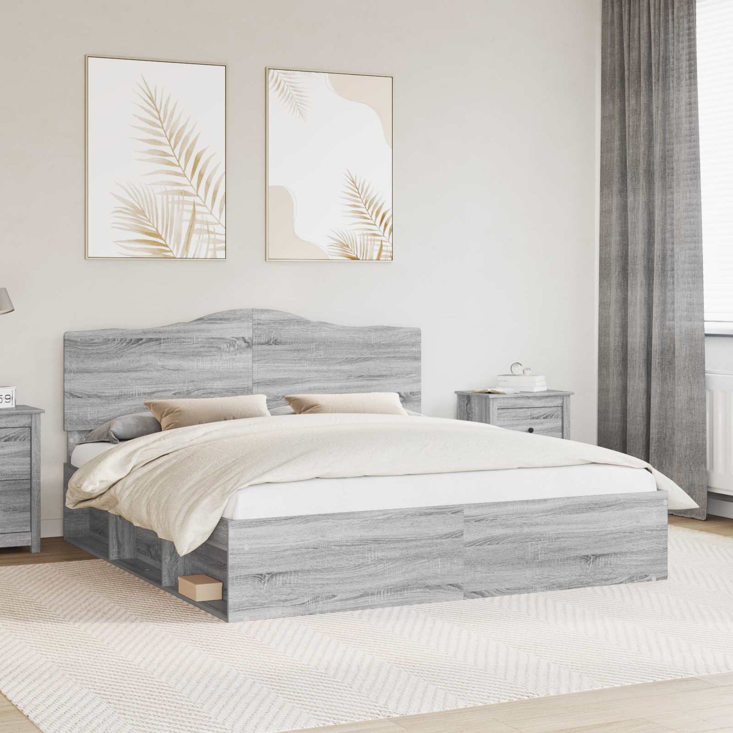 Bettrahmen Graues Sonoma 180 x 200 cm Massives Kiefernholz
