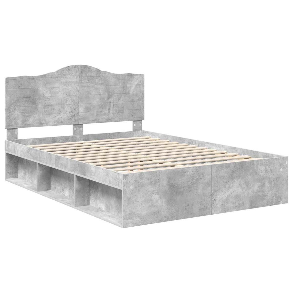 Bettrahmen Betongrau 160 x 200 cm Massives Kiefernholz