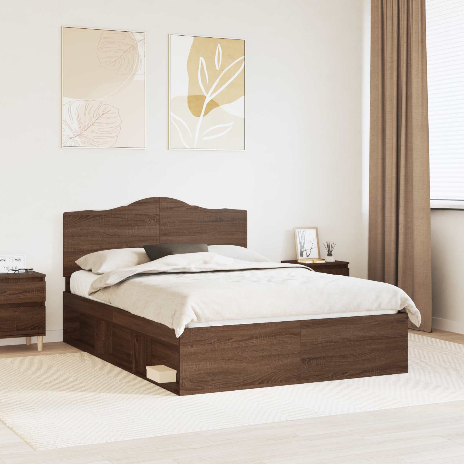 Bettrahmen Braun Eichen-Optik 140 x 200 cm Massives Kiefernholz