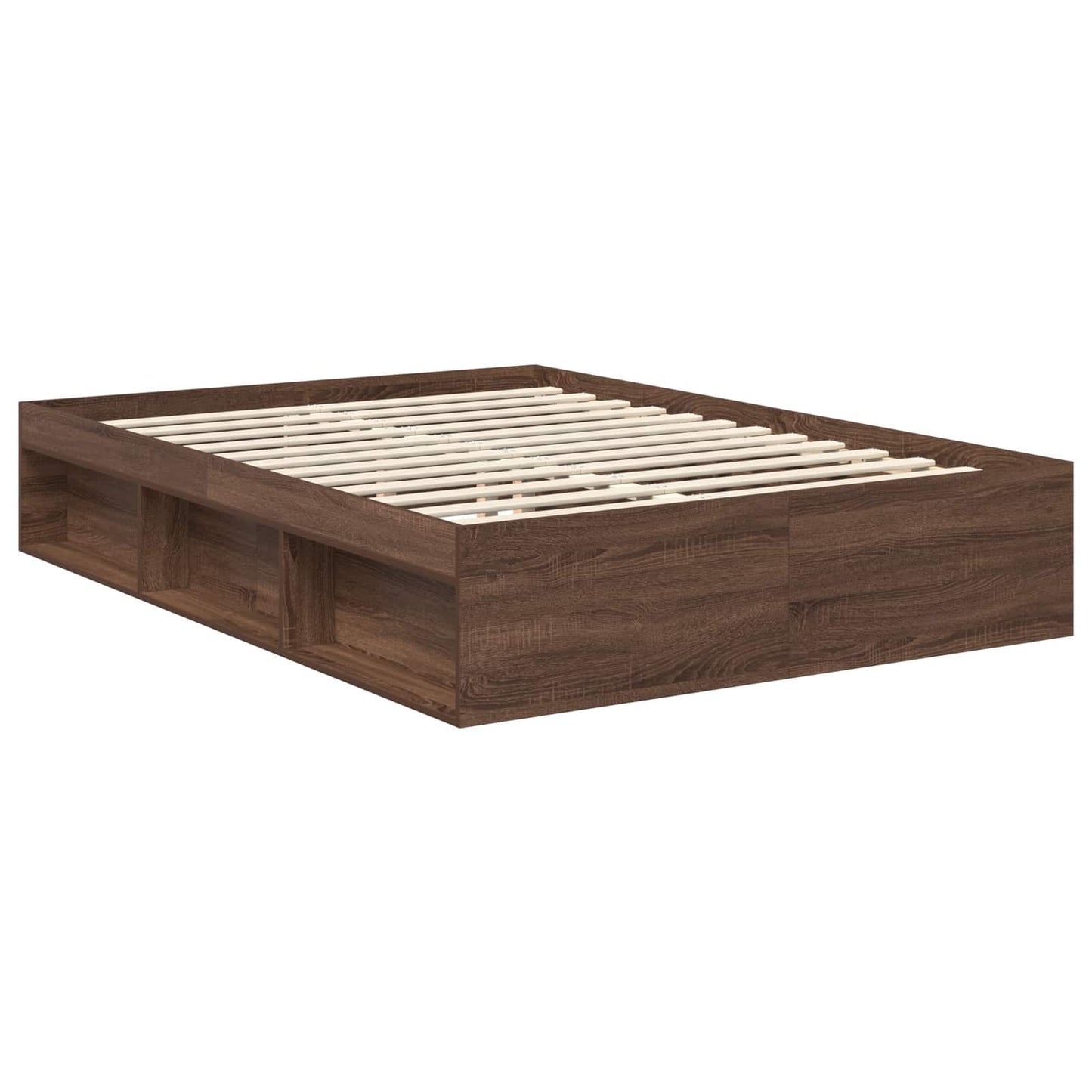 Bettrahmen Braun Eichen-Optik 140 x 200 cm Massives Kiefernholz