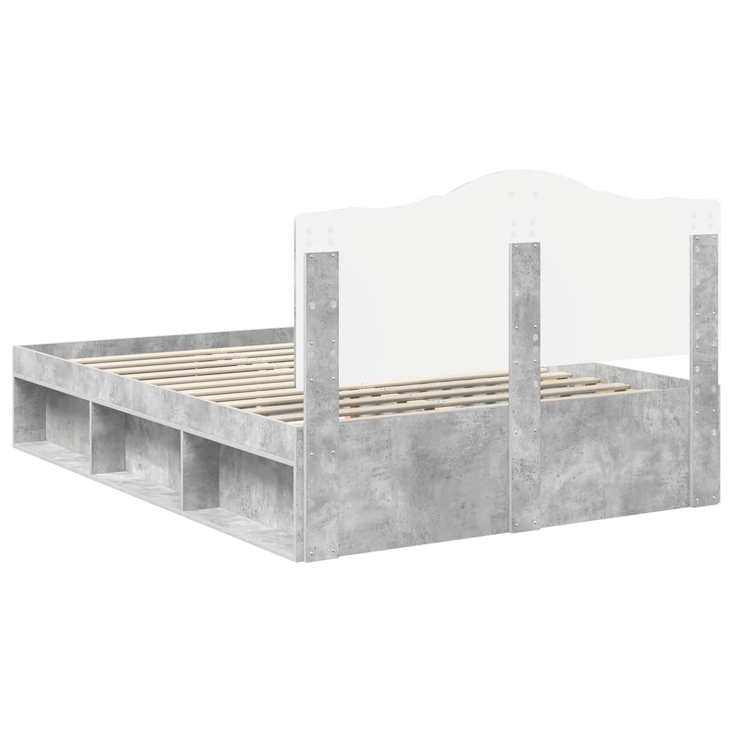 Bettrahmen mit Kopfteil Beton 140 x 190 cm Massives Kiefernholz