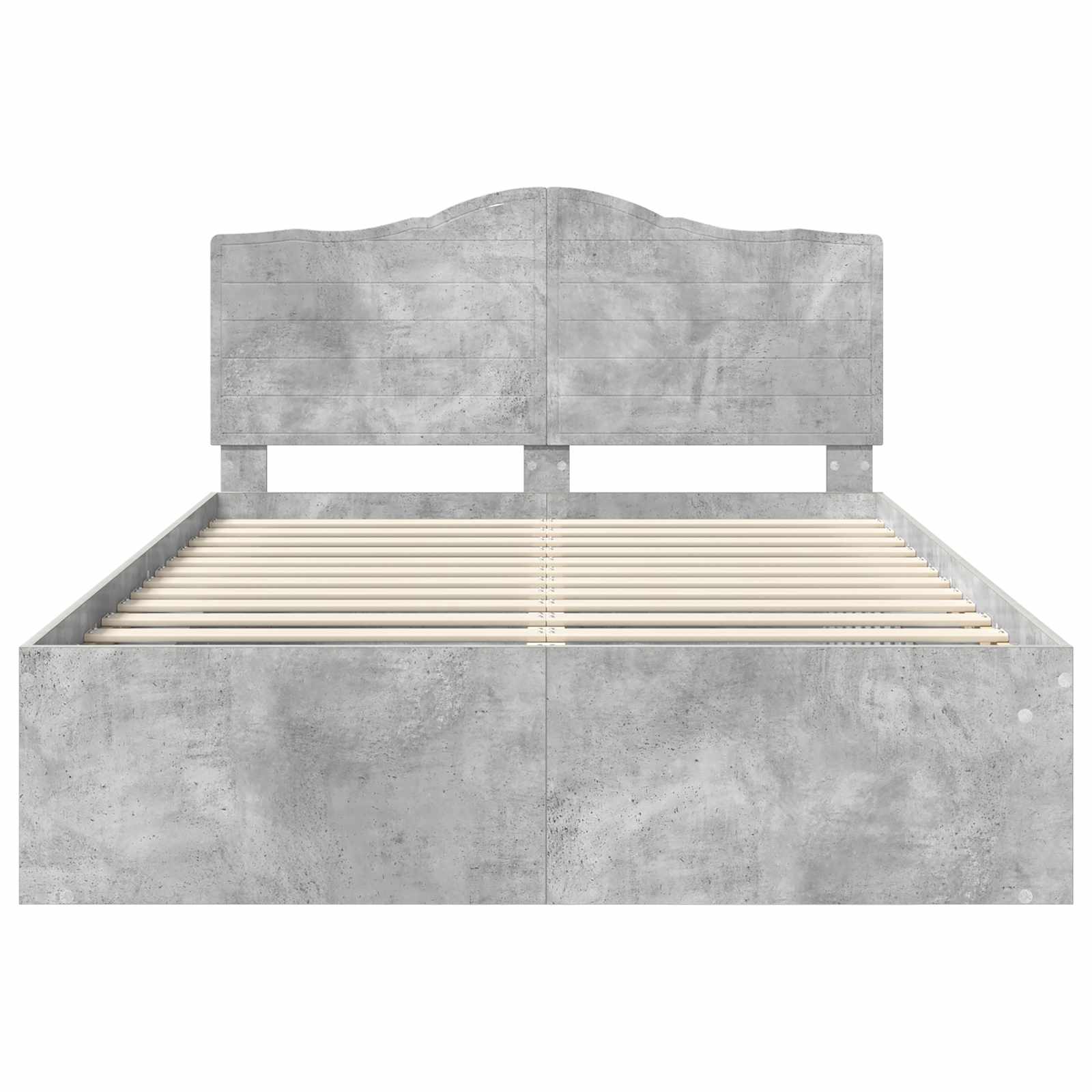 Bettrahmen mit Kopfteil Beton 140 x 190 cm Massives Kiefernholz