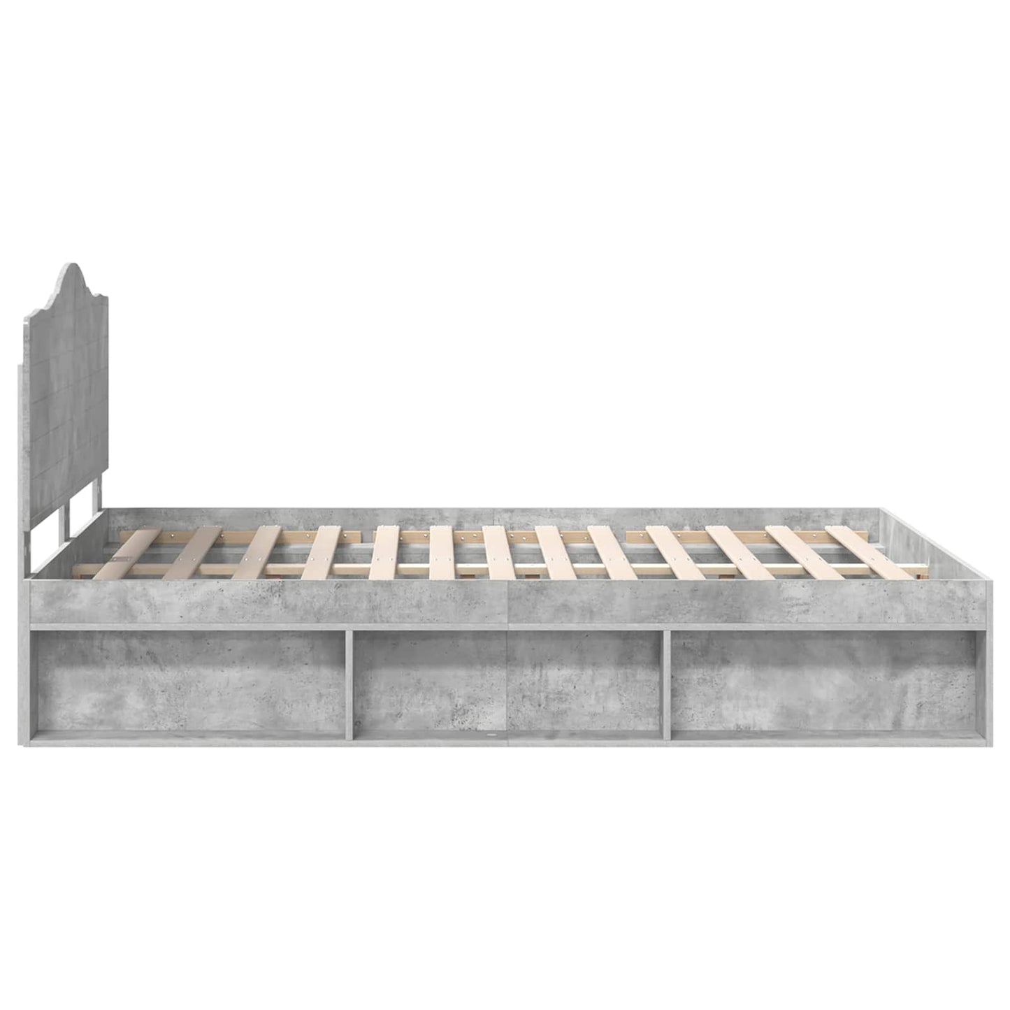 Bettrahmen mit Kopfteil Beton 140 x 190 cm Massives Kiefernholz
