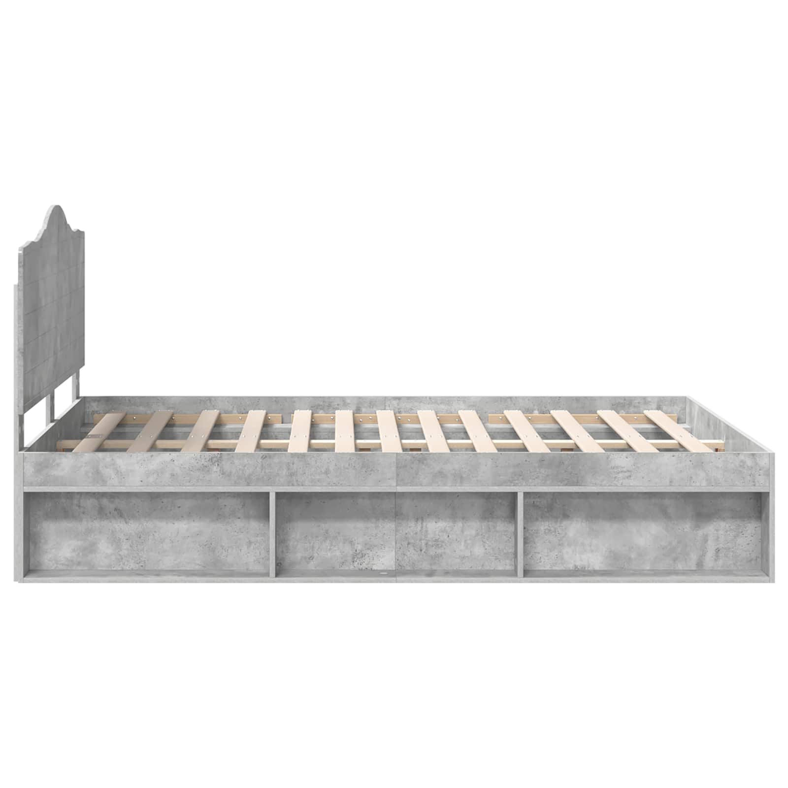 Bettrahmen mit Kopfteil Beton 140 x 190 cm Massives Kiefernholz