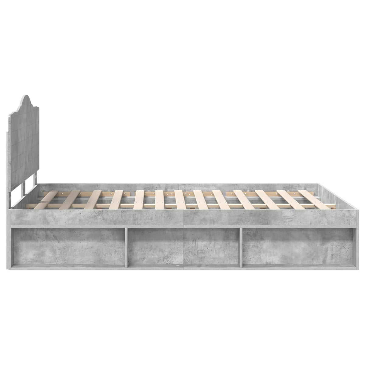 Bettrahmen Betongrau 140 x 190 cm Massives Kiefernholz