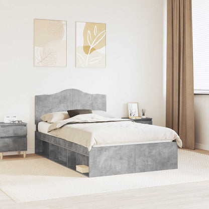 Bettrahmen Betongrau 120 x 200 cm Massives Kiefernholz