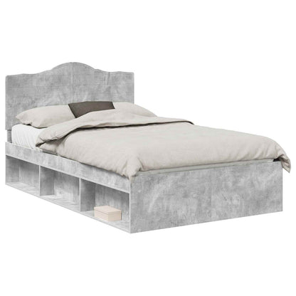 Bettrahmen Betongrau 120 x 200 cm Massives Kiefernholz