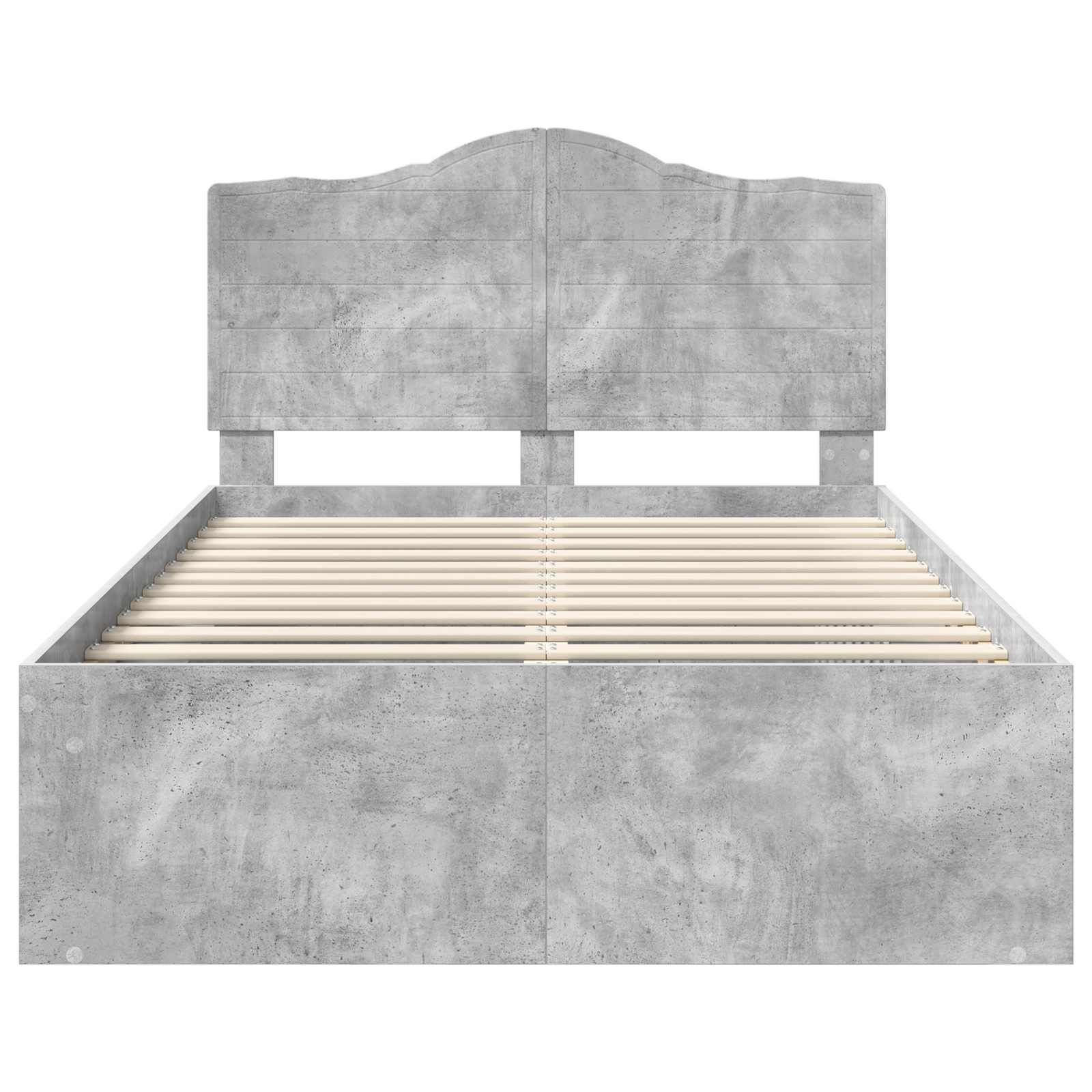 Bettrahmen mit Kopfteil Beton 120 x 200 cm Massives Kiefernholz