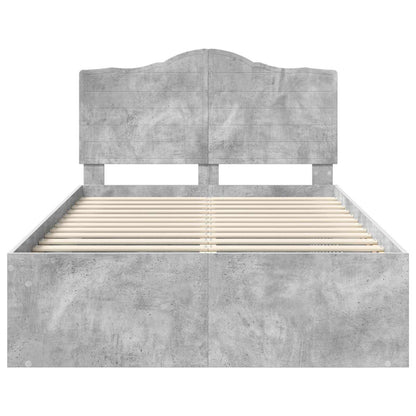 Bettrahmen Betongrau 120 x 200 cm Massives Kiefernholz