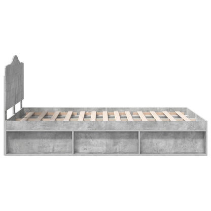 Bettrahmen Betongrau 120 x 200 cm Massives Kiefernholz