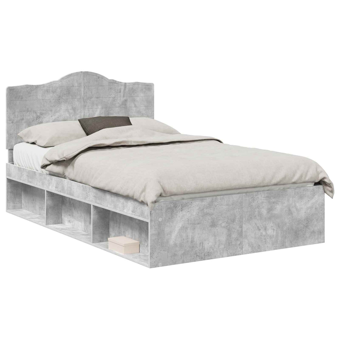 Bettrahmen mit Kopfteil Beton 120 x 190 cm Massives Kiefernholz