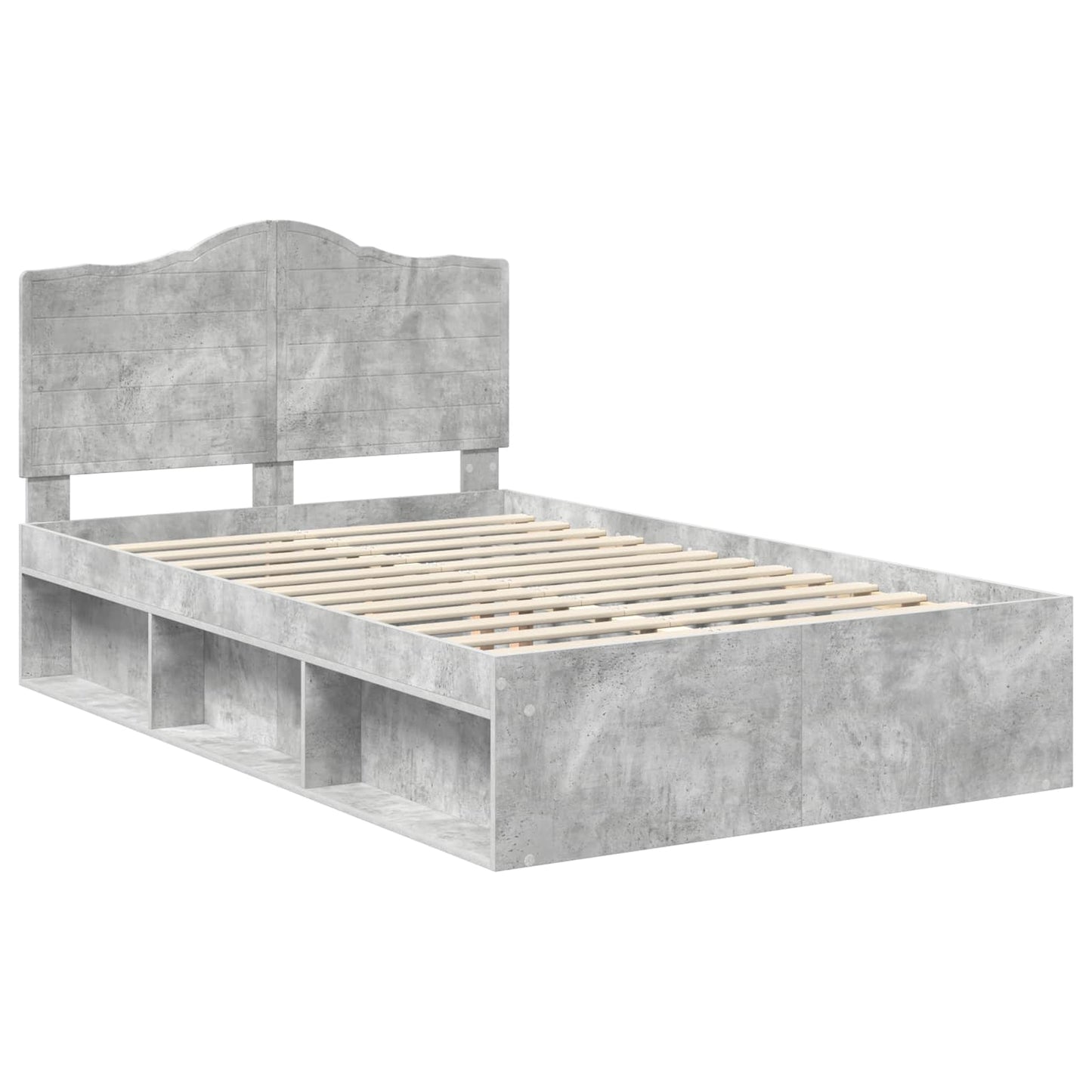 Bettrahmen mit Kopfteil Beton 120 x 190 cm Massives Kiefernholz