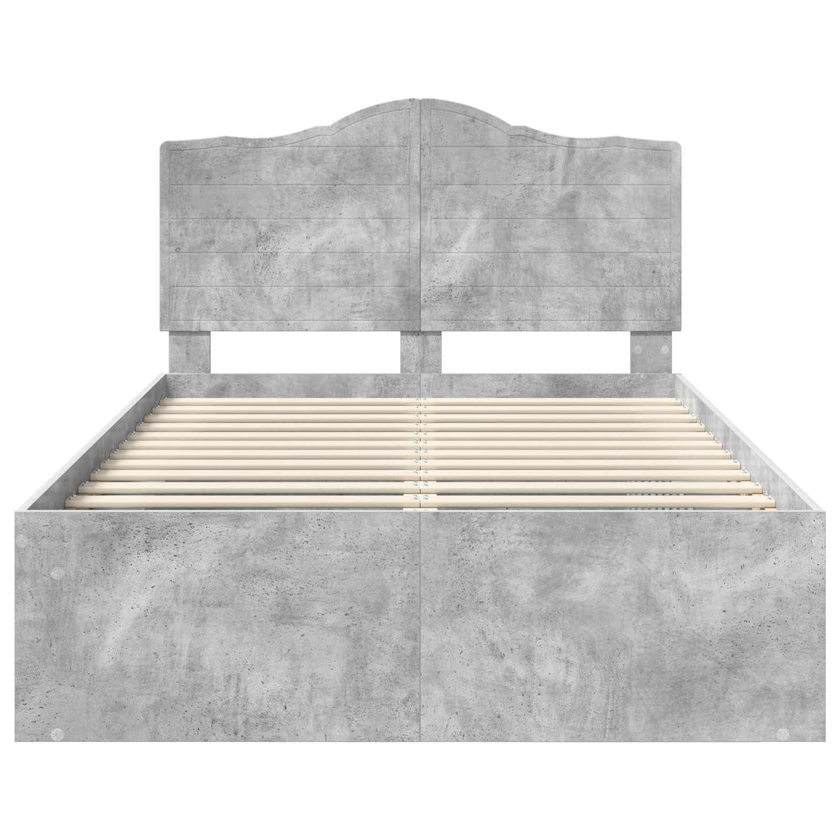 Bettrahmen Betongrau 120 x 190 cm Massives Kiefernholz