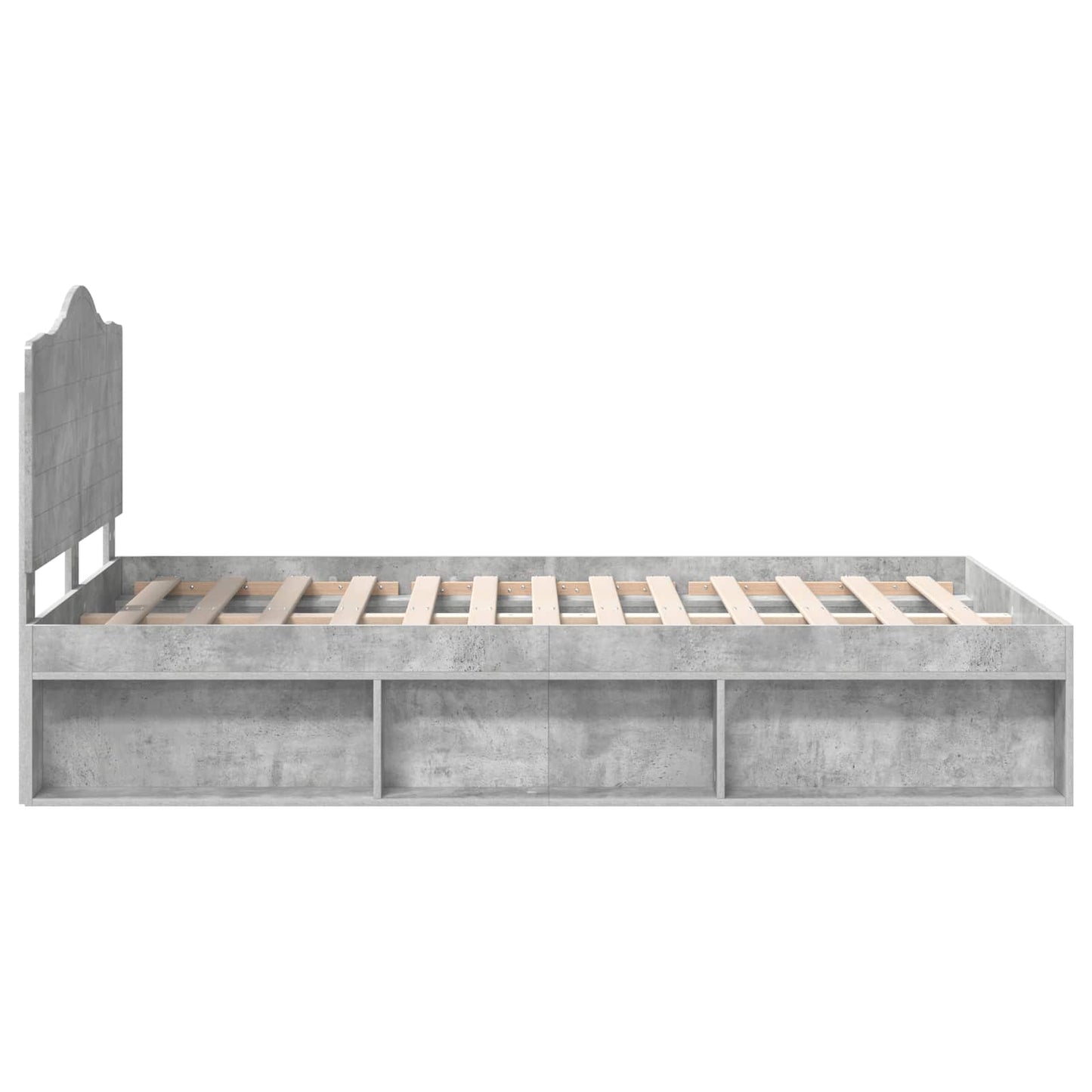 Bettrahmen mit Kopfteil Beton 120 x 190 cm Massives Kiefernholz