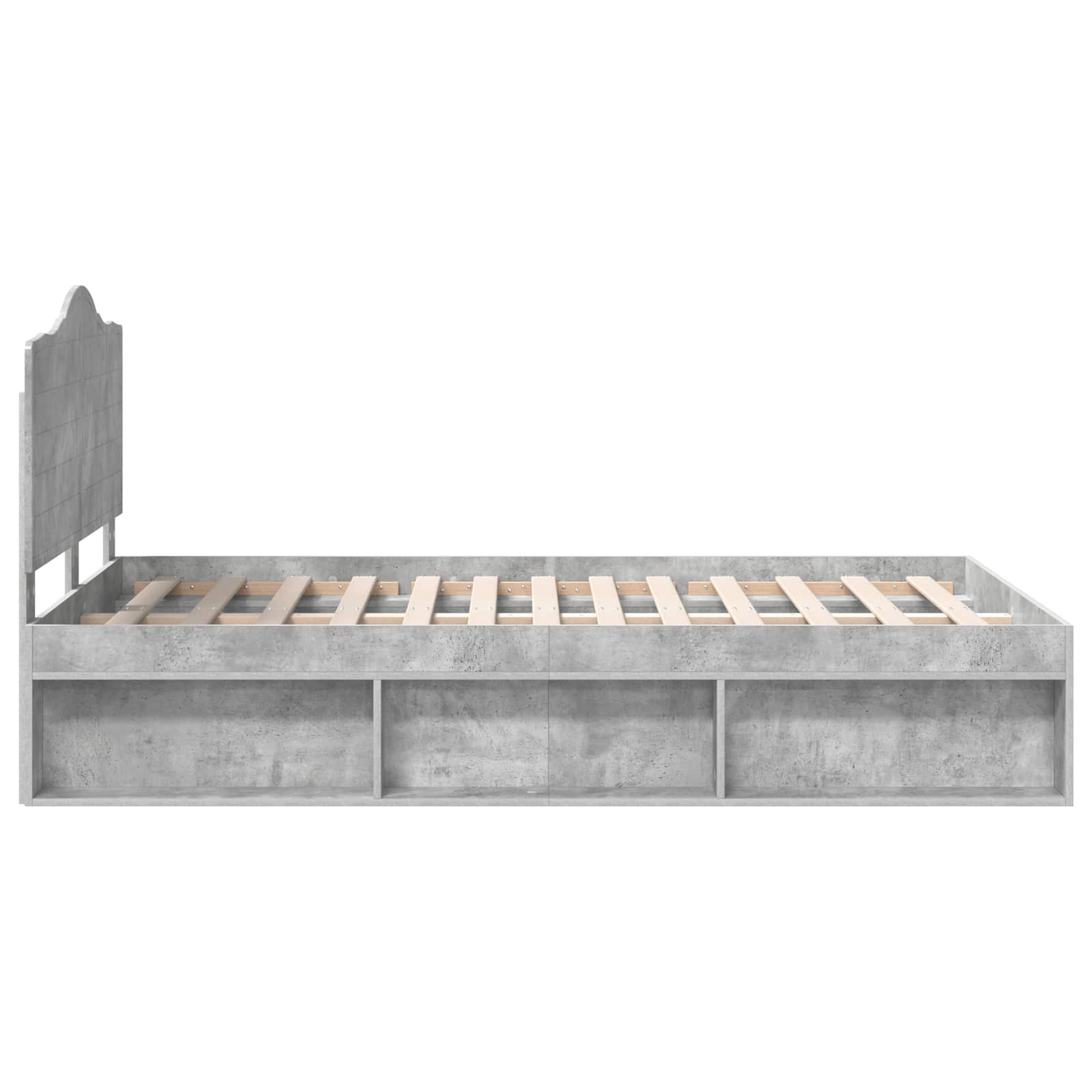 Bettrahmen mit Kopfteil Beton 120 x 190 cm Massives Kiefernholz