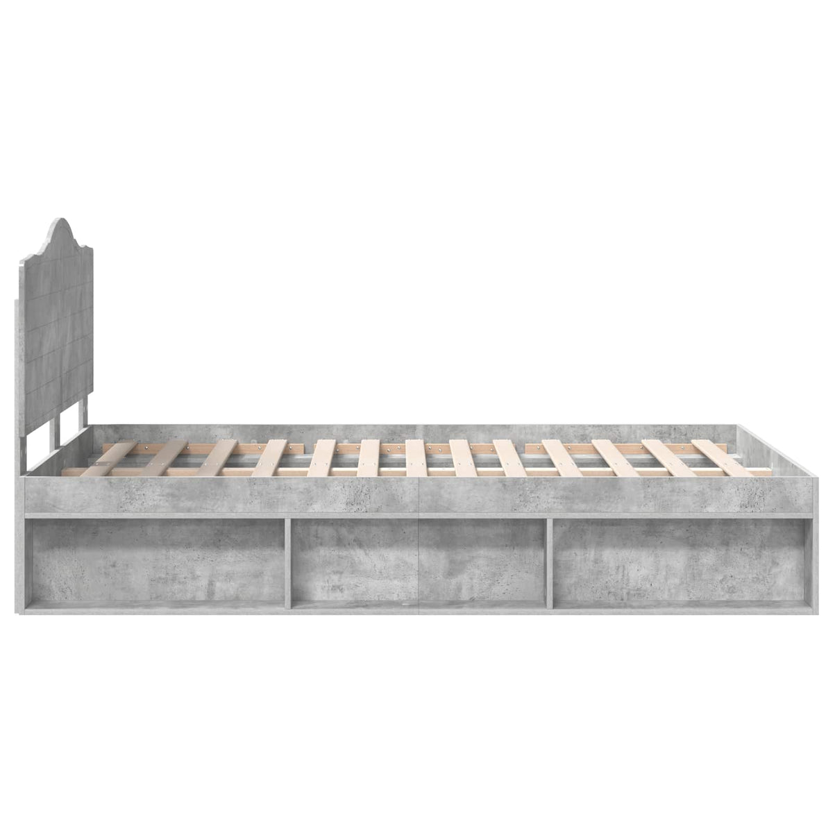 Bettrahmen Betongrau 120 x 190 cm Massives Kiefernholz