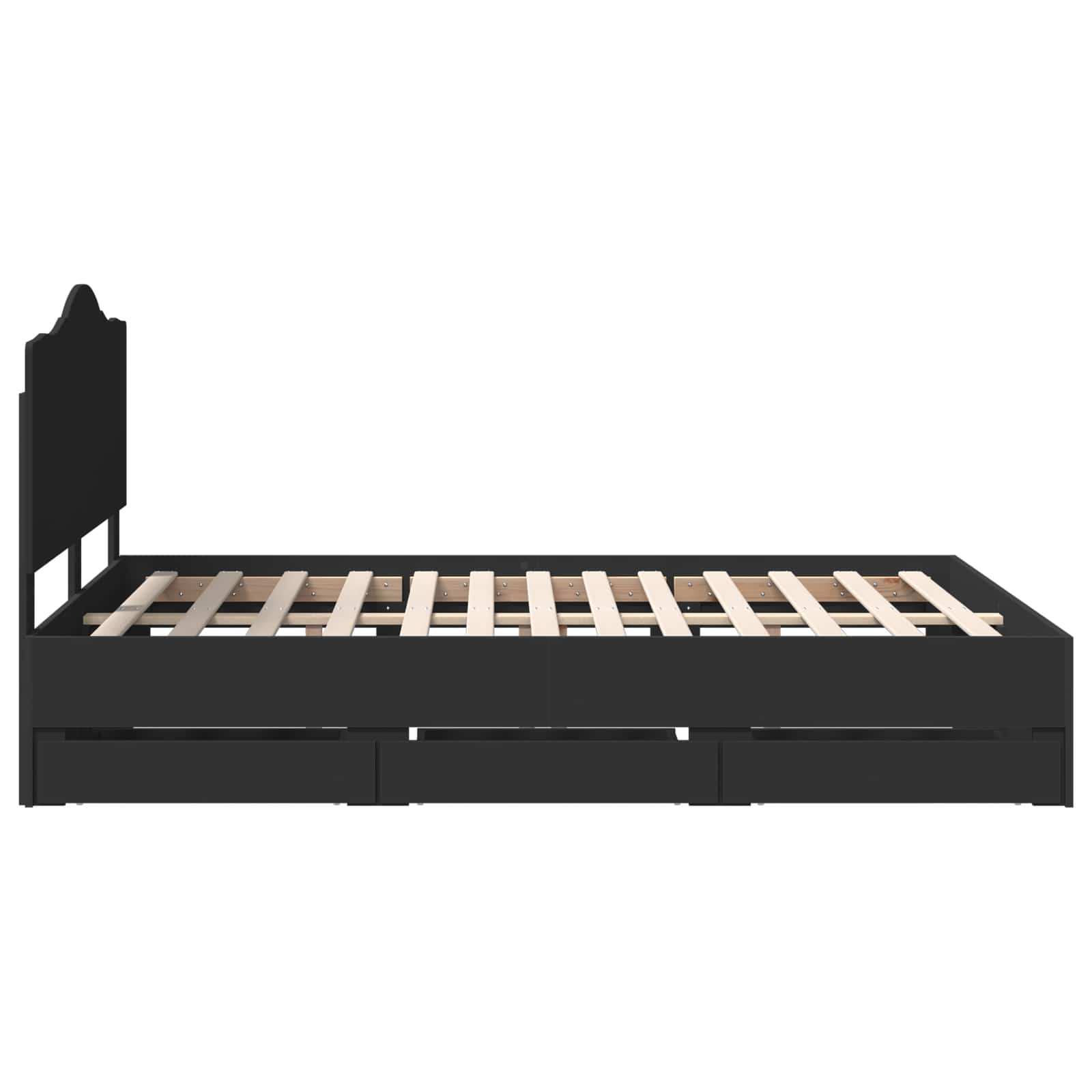 Bettrahmen mit Schubladen Schwarz 150 x 200 cm Ingenieurs Holz
