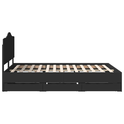 Bettrahmen mit Schubladen Schwarz 150 x 200 cm Ingenieurs Holz