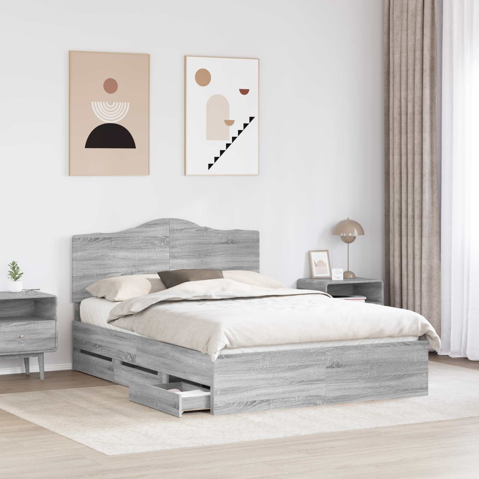 Bettrahmen Graues Sonoma 140 x 200 cm Ingenieurs Holz