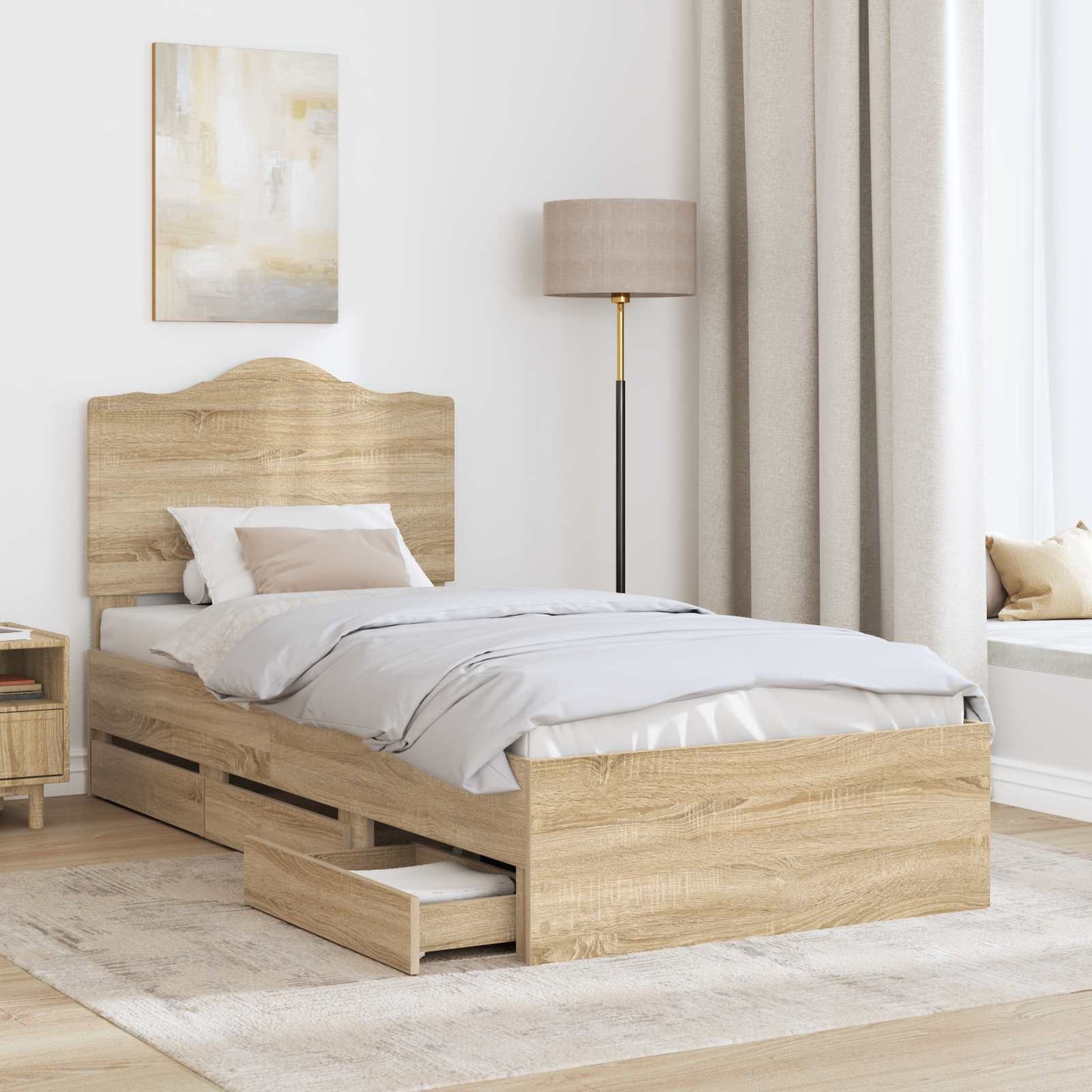 Bettrahmen Sonoma-Eiche 100 x 200 cm Ingenieurs Holz