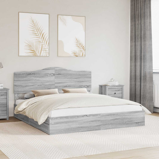 Aufbewahrungsbett Graues Sonoma 180 x 200 cm Holzwerkstoff
